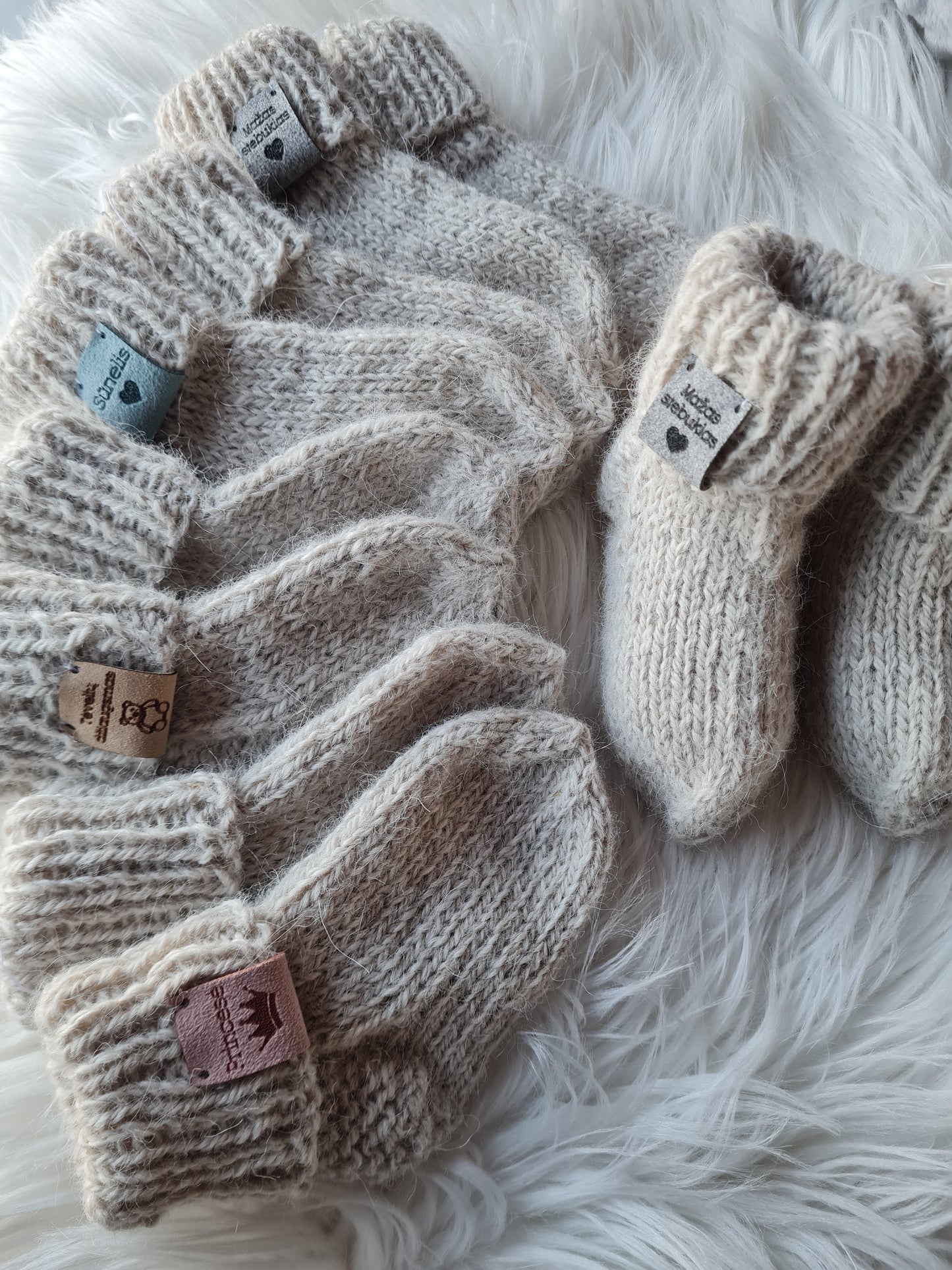 3-6 mėn 11 cm alpakų vilnos kojinytės